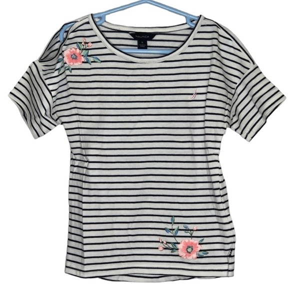 Nautica striped t-shirt with flower detail, NWT, 5 - Picture 1 of 6